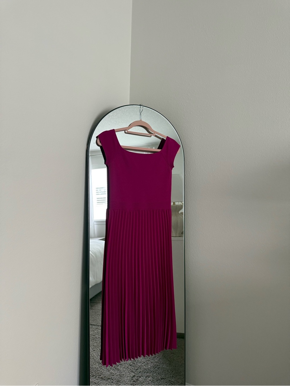 Ted Baker Magenta Pleated Midi Dress